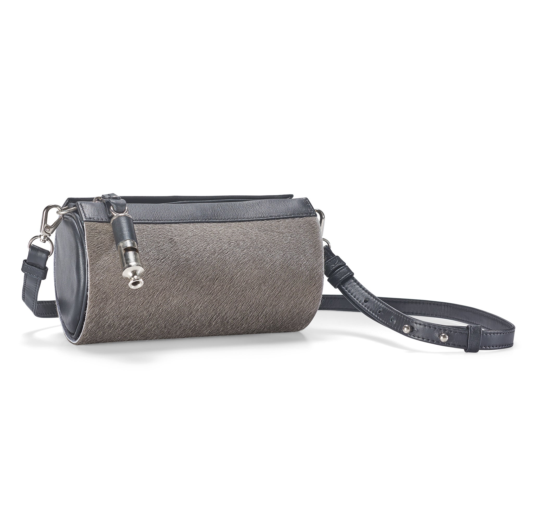Gamechanger Barrel Gray Calfhair 5-In-1 Convertible Handbag