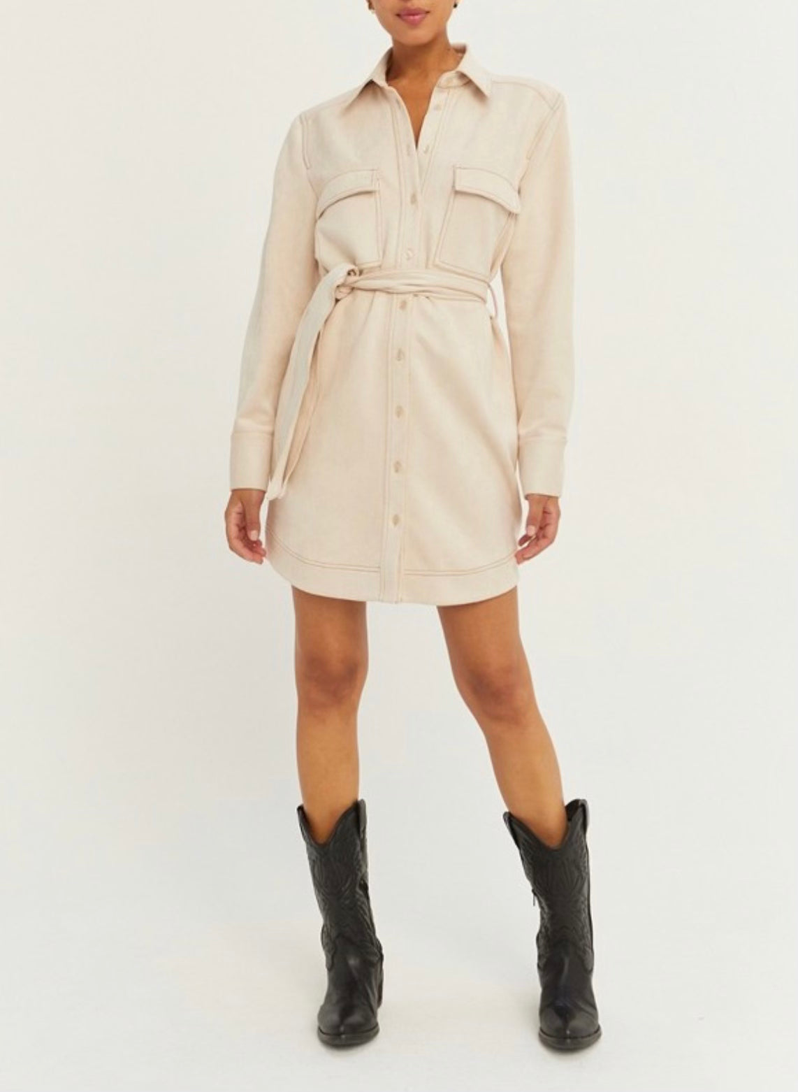 Vegan Suede Shirt Dress