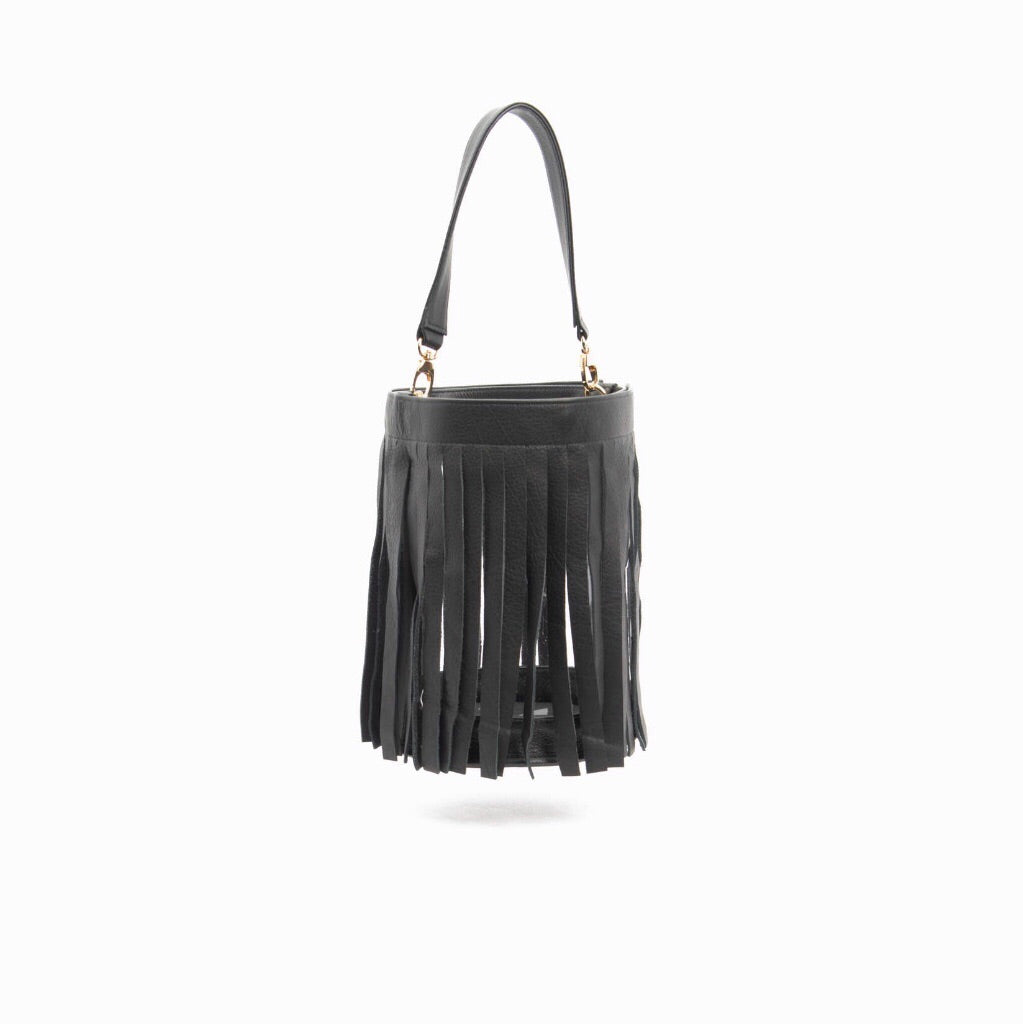 Gamechanger Bucket - Fringe Black Lambskin