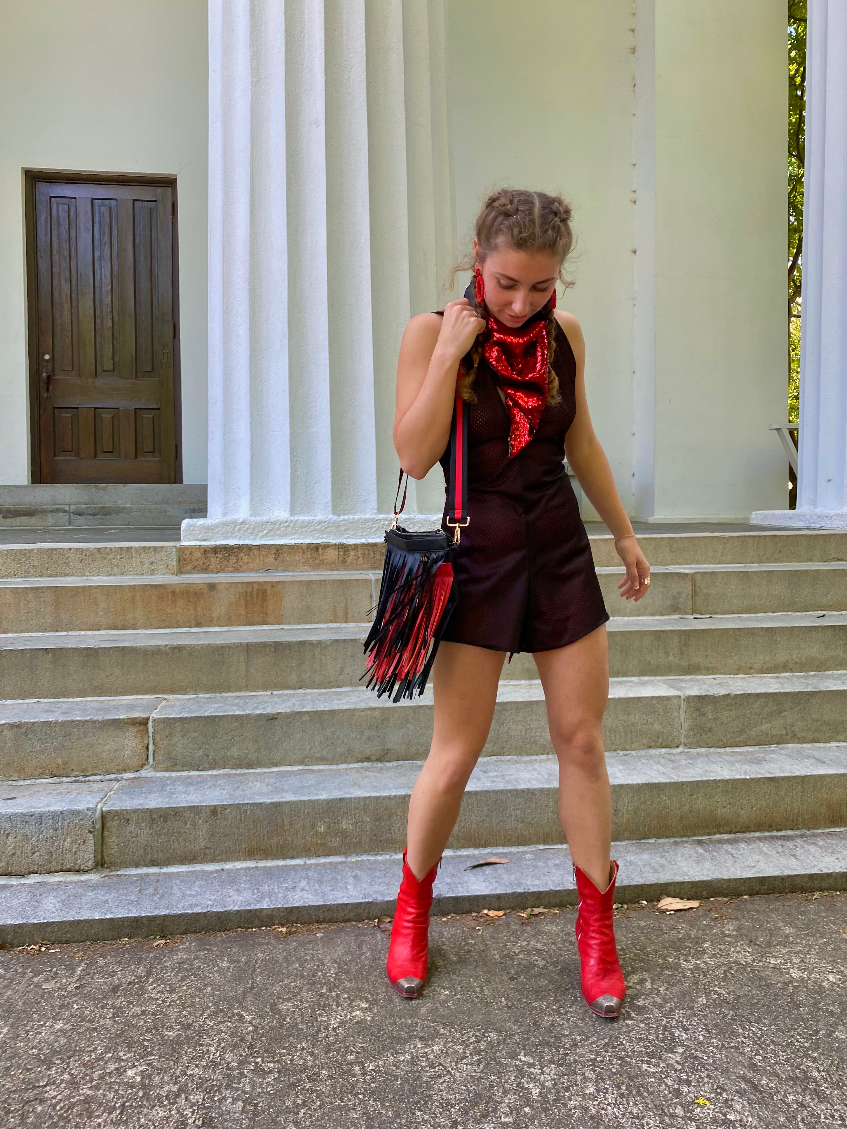 Red & Black Reversible Romper