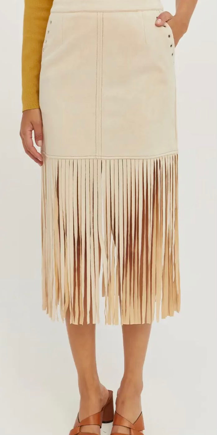 Fringe Suede Skirt
