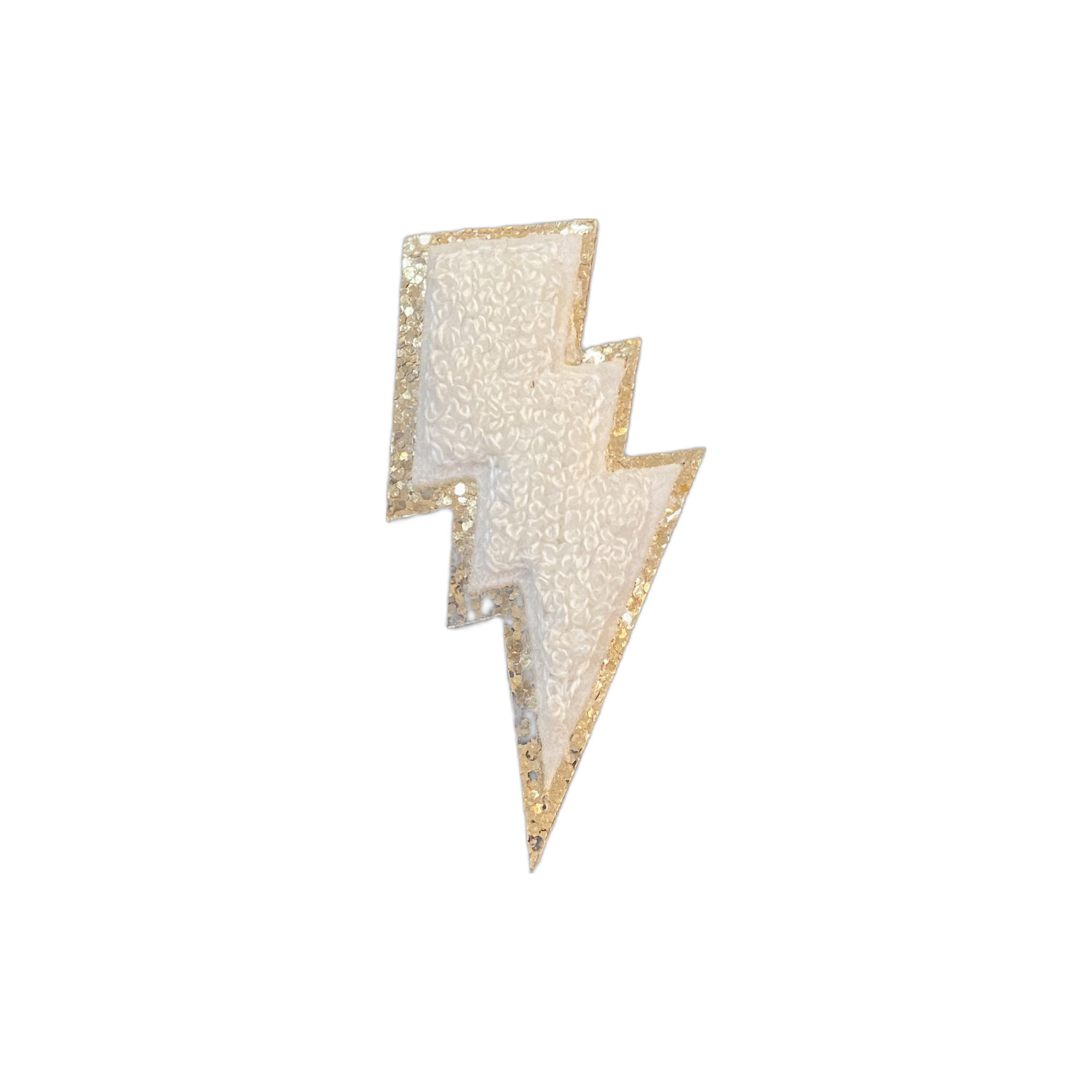 White Chenille Lightning Bolt Patch