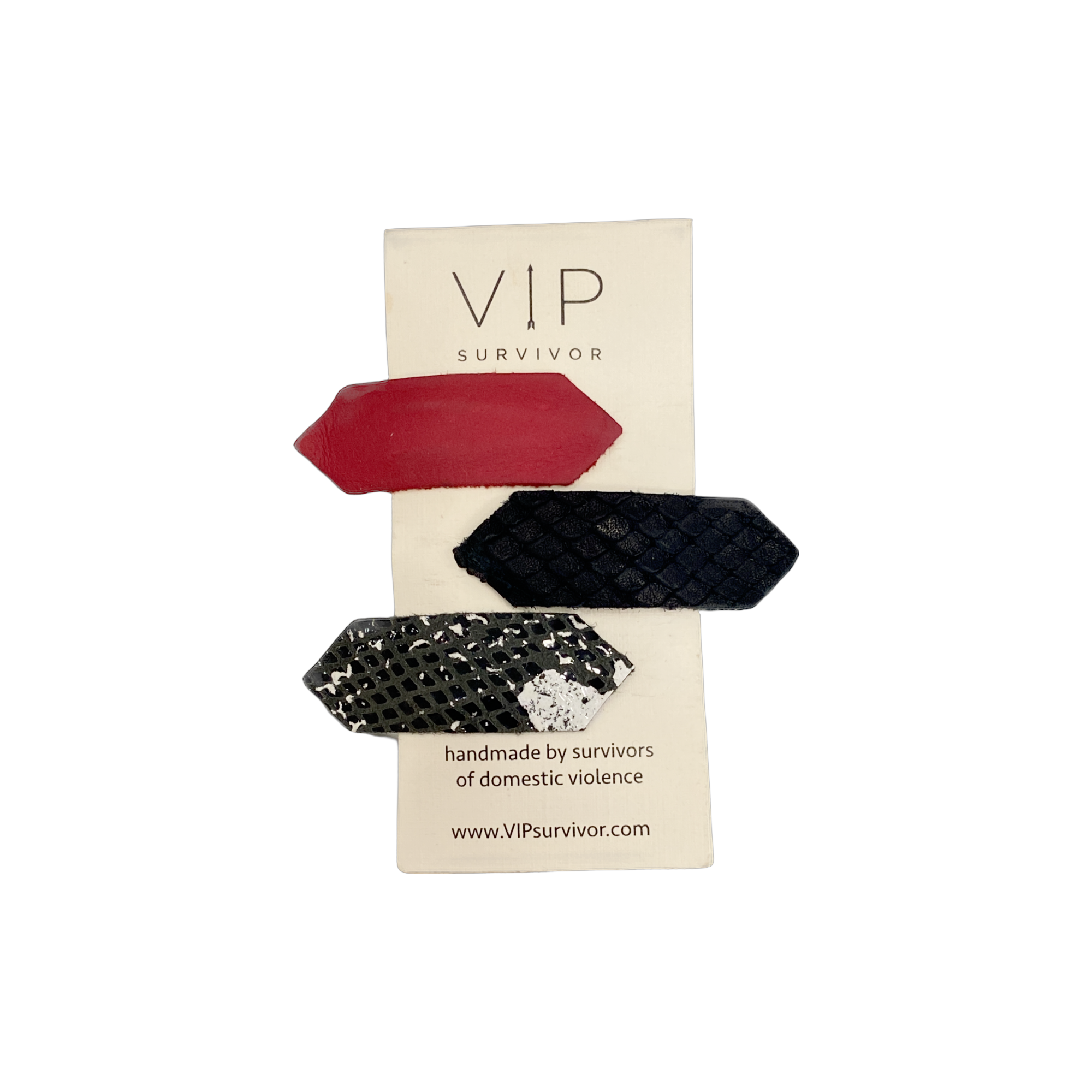 Leather Hair Clips - 3 Pack