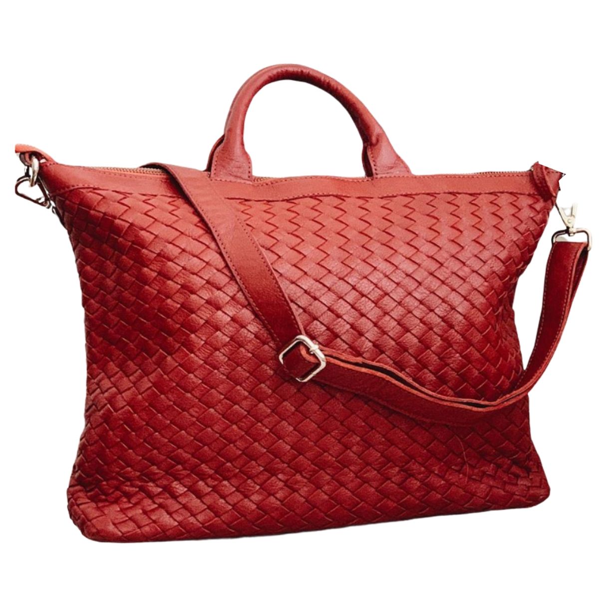 Woven Leather Satchel