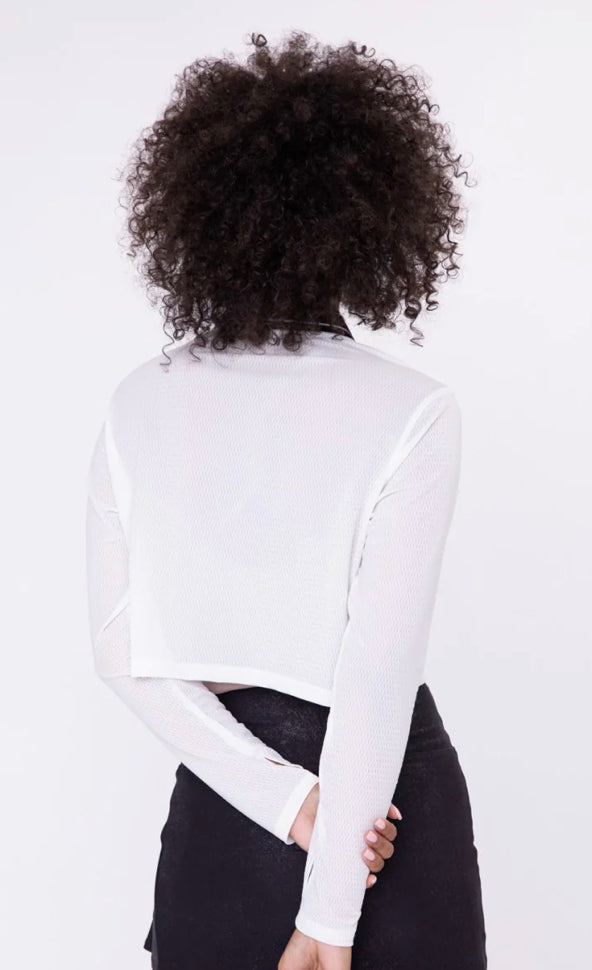 White Jersey Collared Crop Top