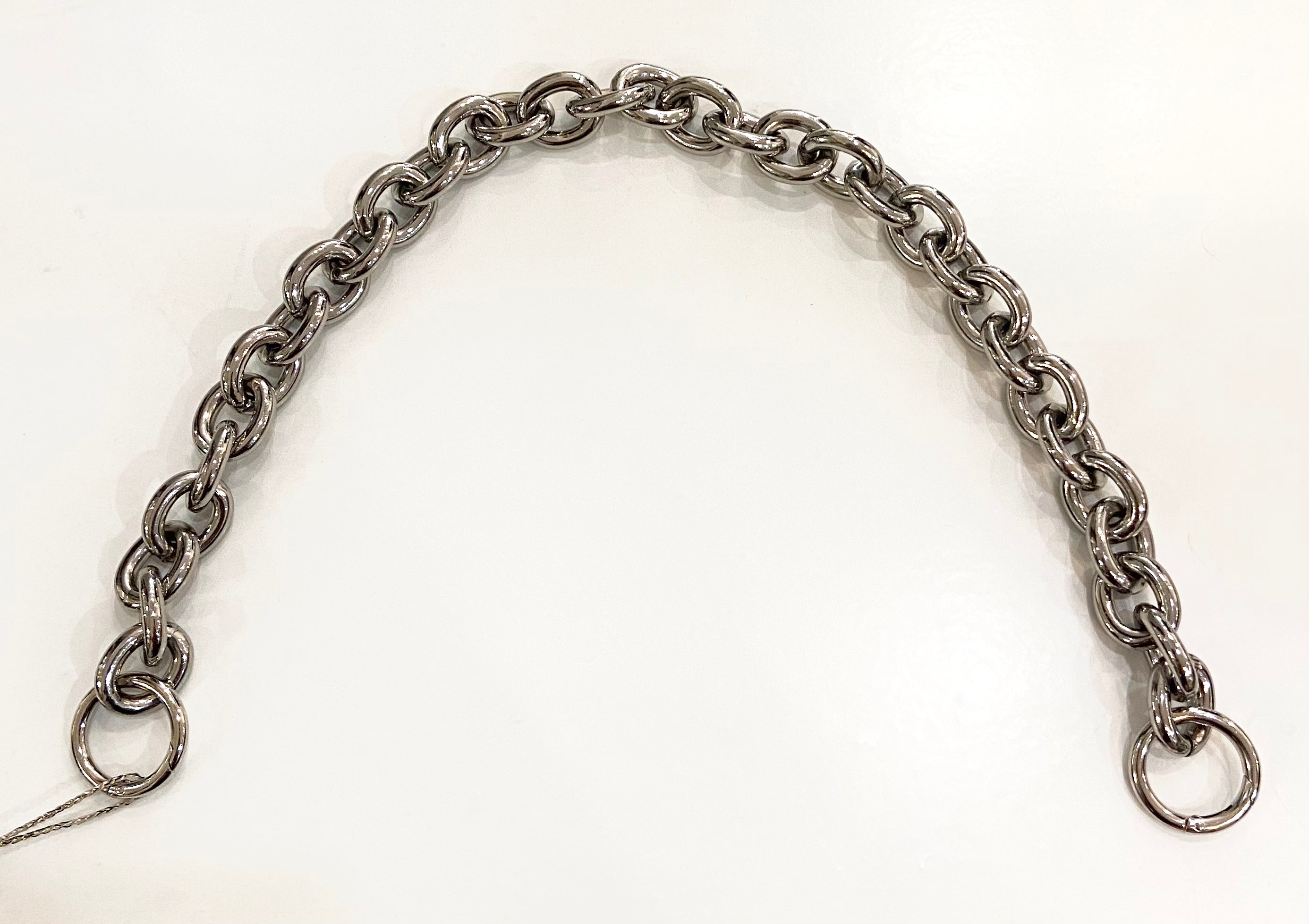 Long Silver Round Link Bag Chain
