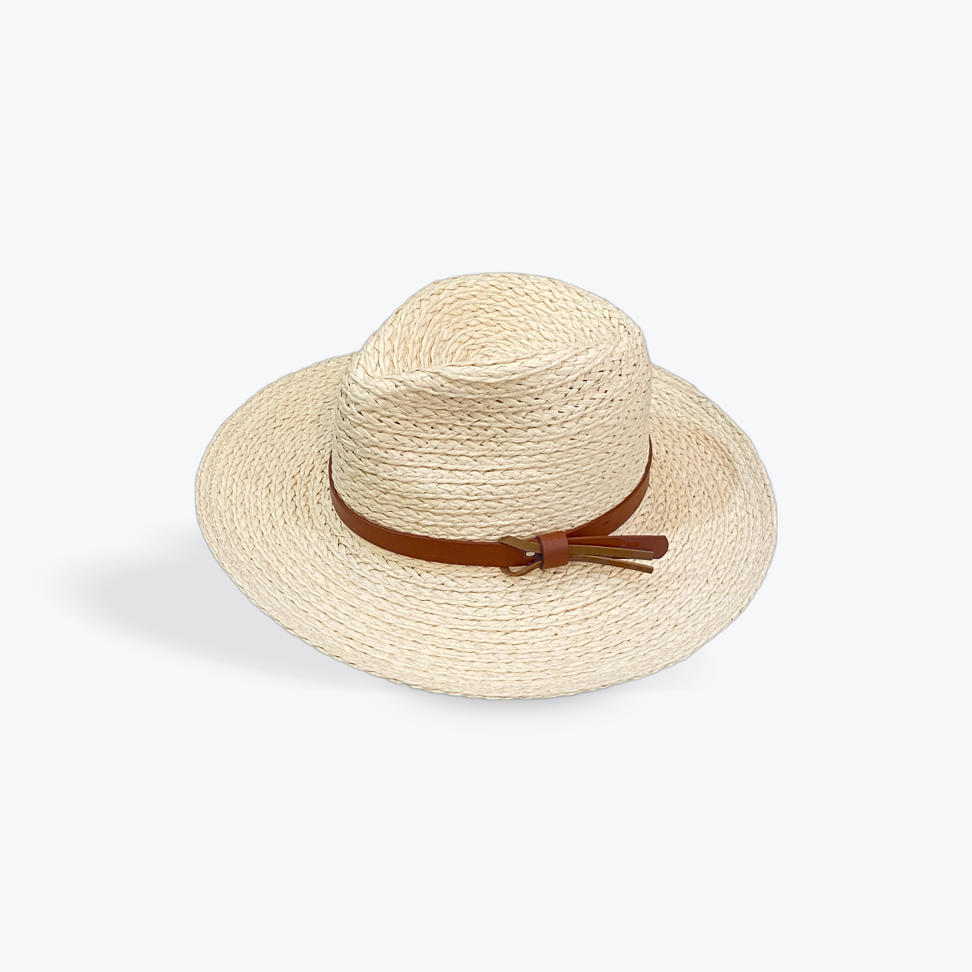 Straw Hat with Leather Detail