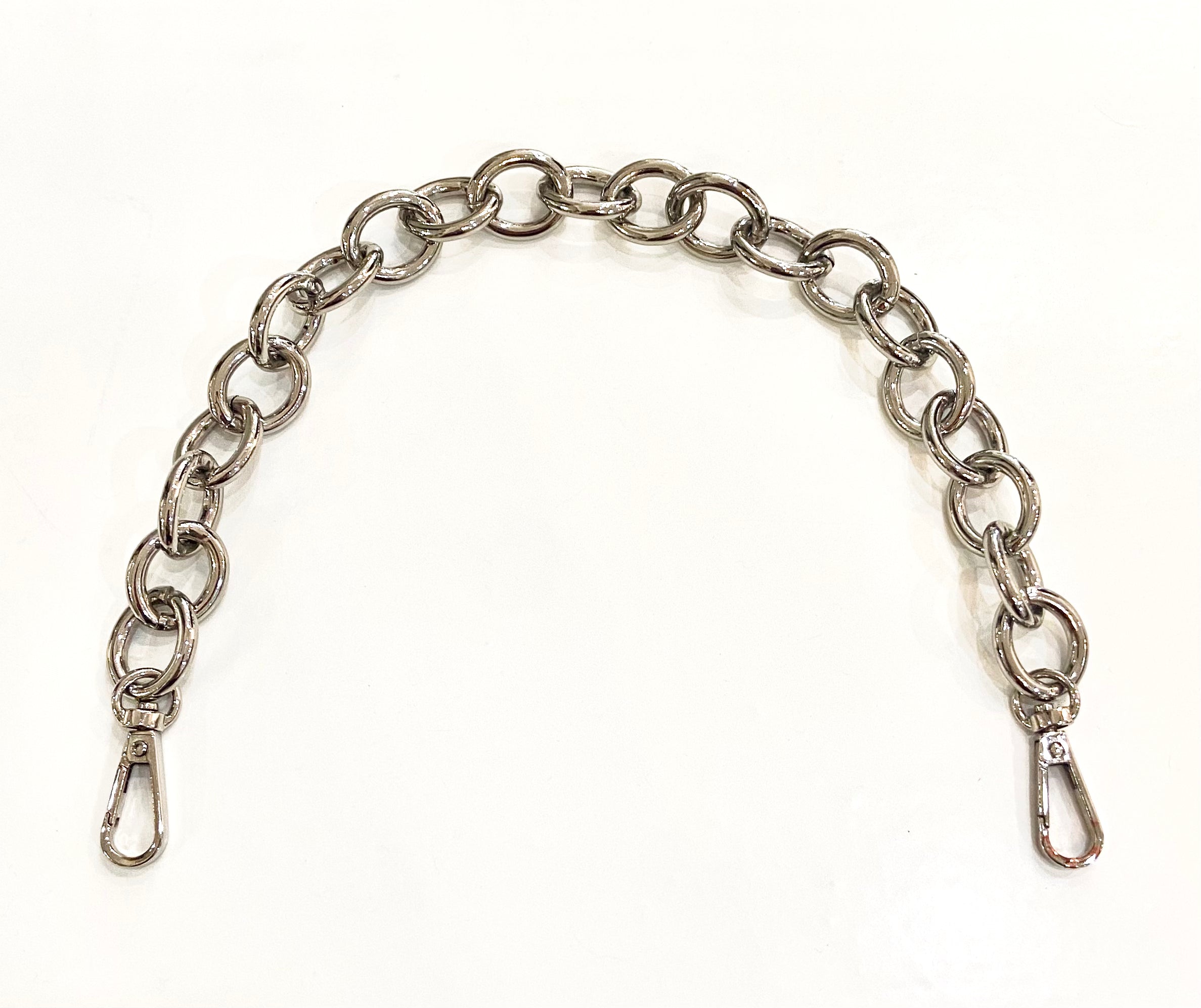 Short Silver Round Link Bag Chain
