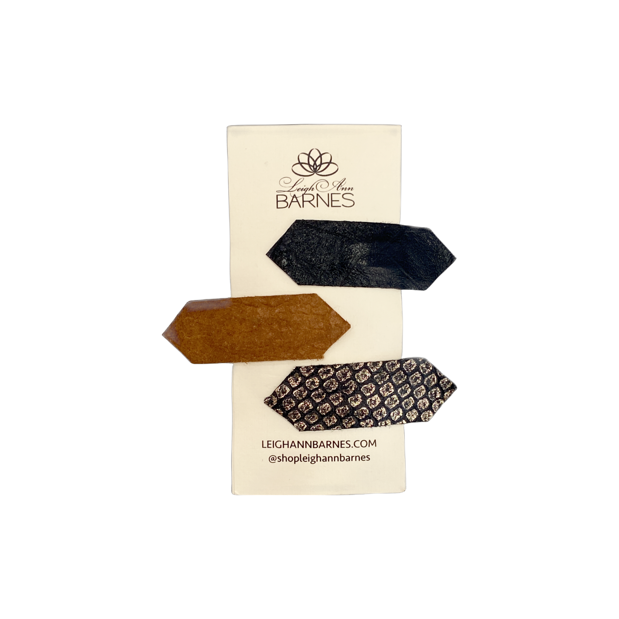 Leather Hair Clips - 3 Pack