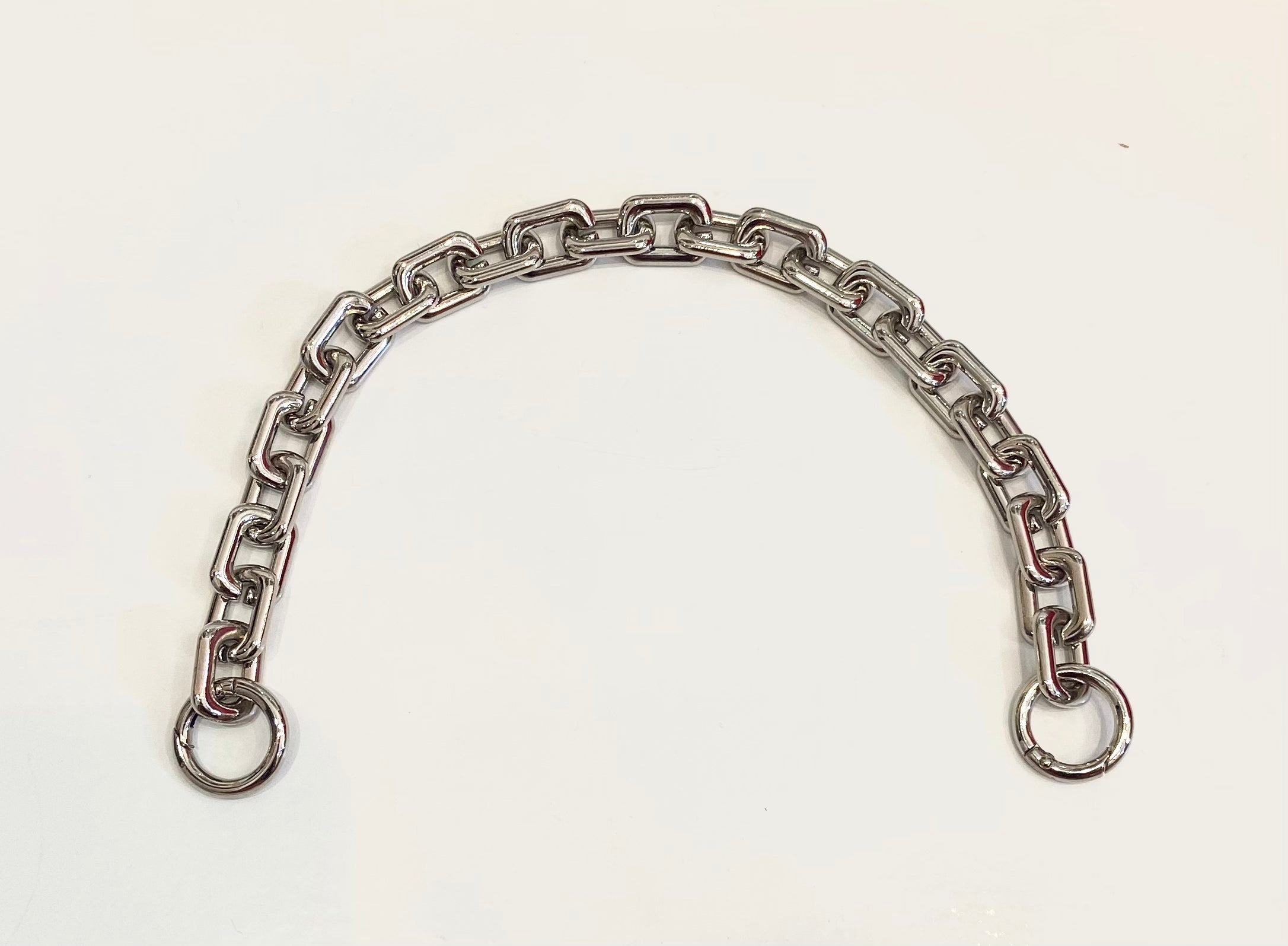 Short Silver Square Link Bag Chain