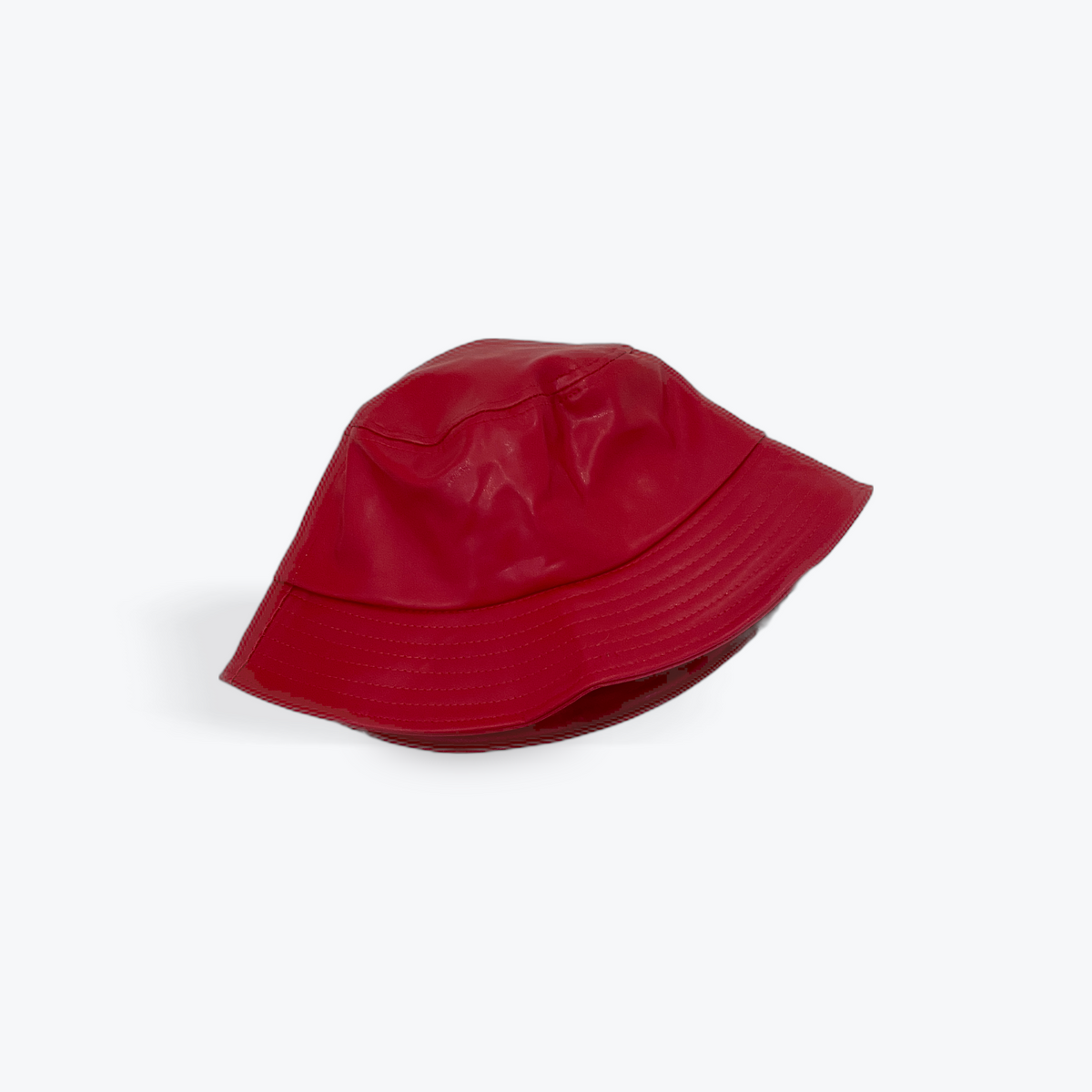 Red leather bucket hat on sale