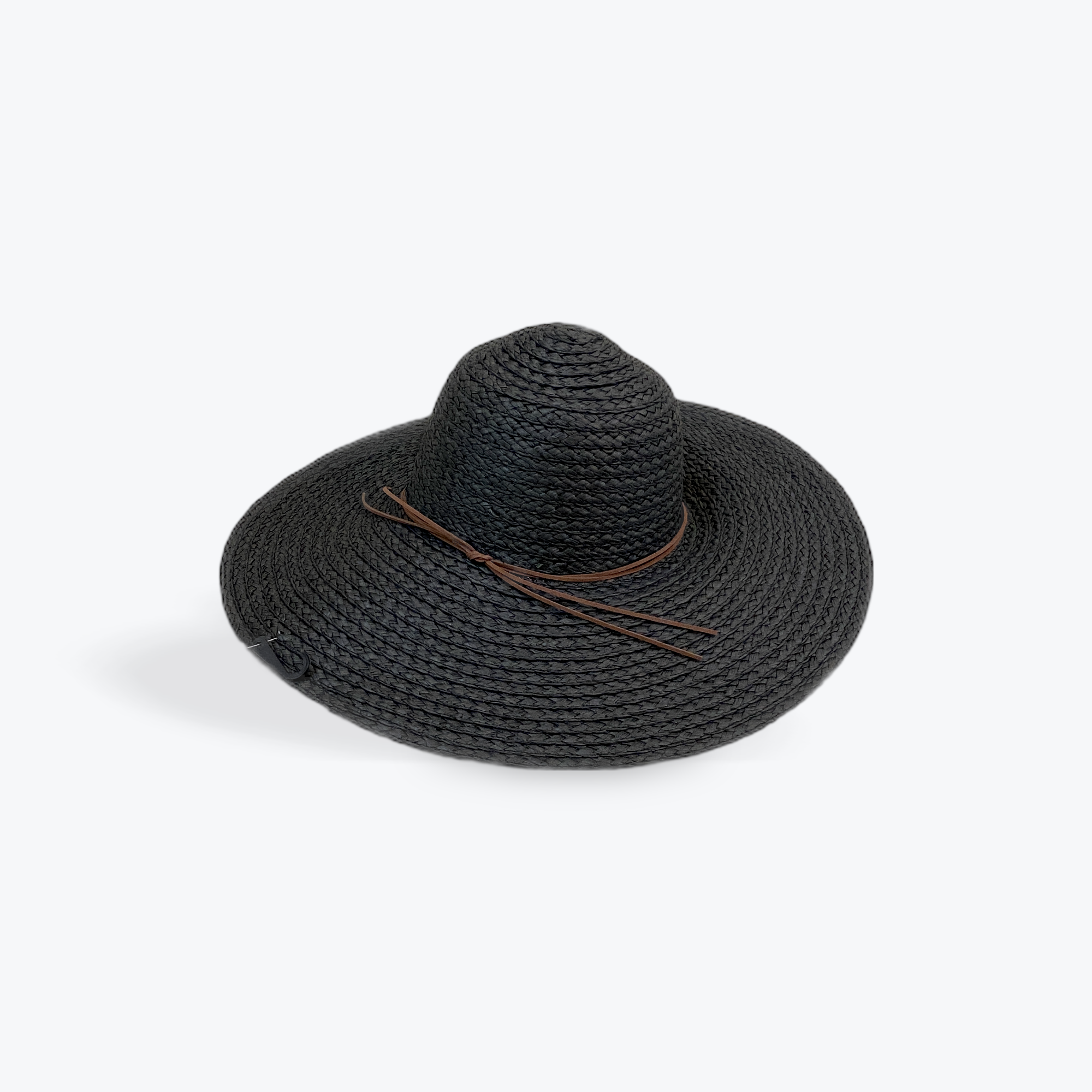 Black Wide Brim Hat with leather detail