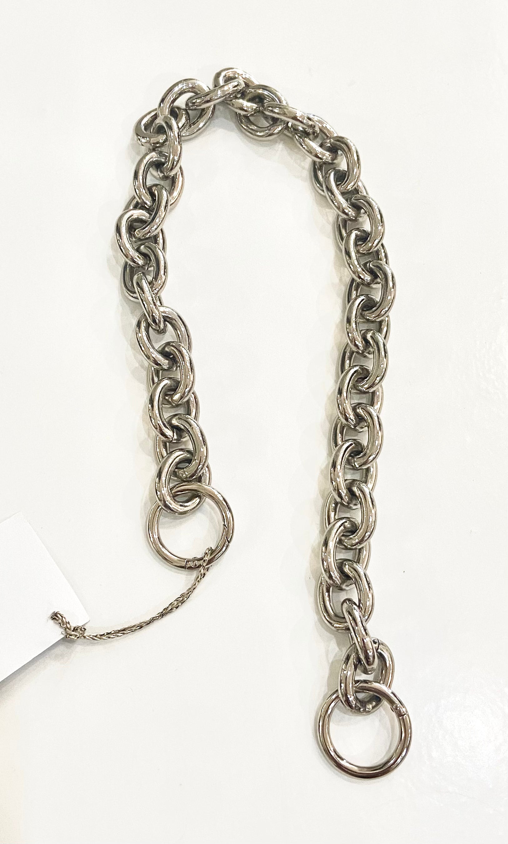 Long Silver Round Link Bag Chain