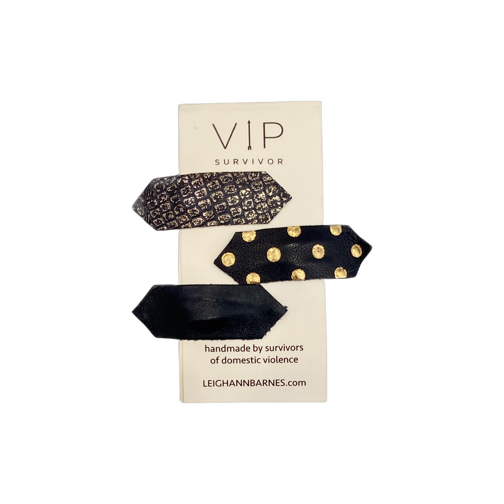 Leather Hair Clips - 3 Pack