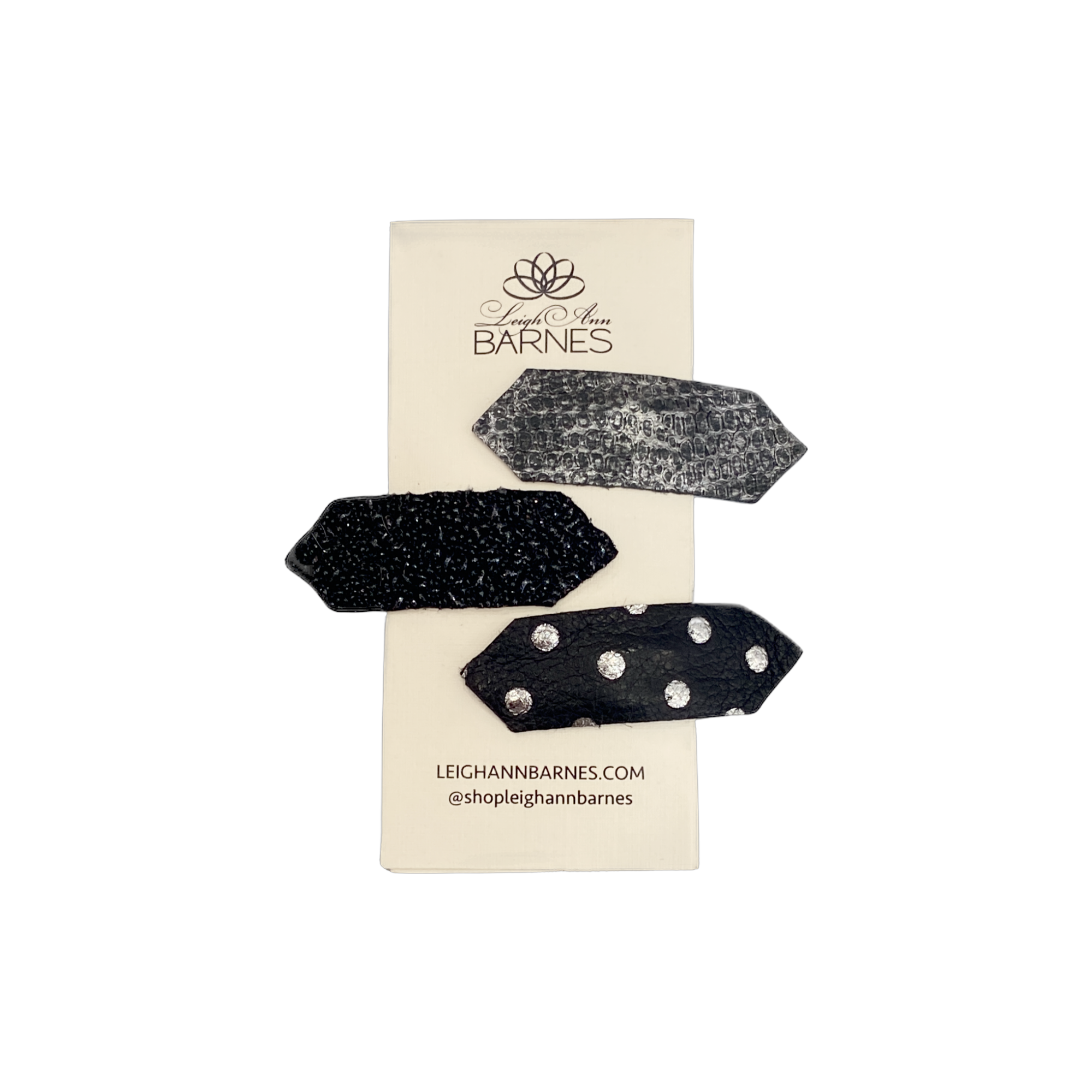 Leather Hair Clips - 3 Pack